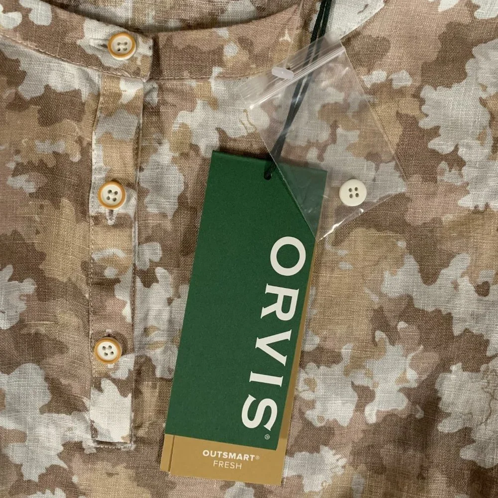 NWT Women’s Orvis Odor Control Outsmart Fresh Linen Medium Brown Camo Blouse - Picture 5 of 13
